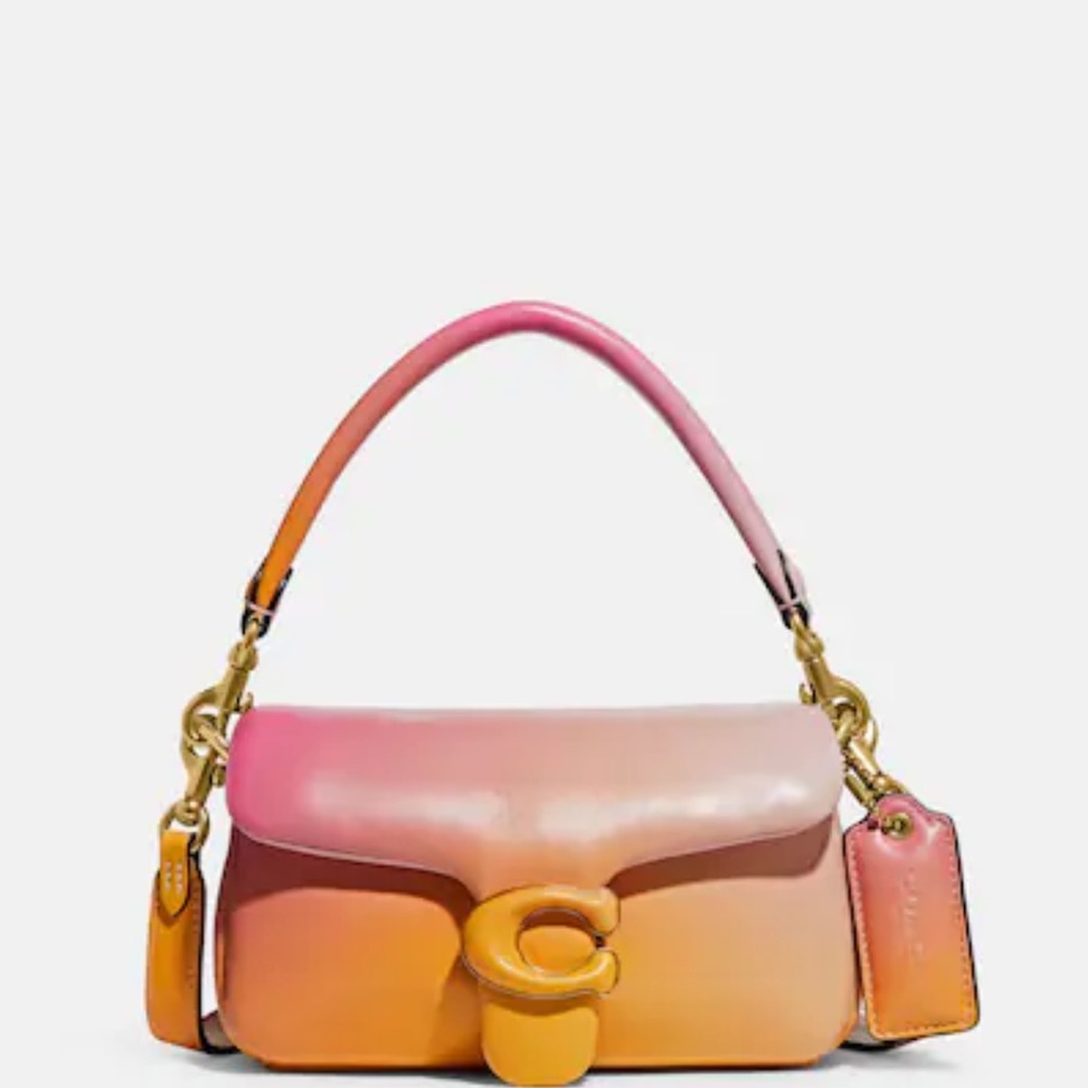 Ombré pink to orange 18 mini coach pillow tabby bag